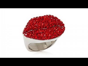 Sigal Style Red Stone Signature "Lips" Ring