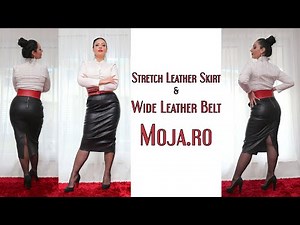 Stretch genuine leather skirt and belt from Moja.ro