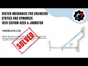 Solved Problem 2.28 | Determine (a) the magnitude of the force P, (b) its horizontal component.