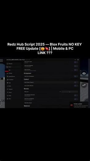 growex.site on Instagram: "Redz Hub Script 2025 — Blox Fruits NO KEY | FREE Update [🎃🍬] | Mobile & PC #robloxgames #script #robloxfyp #bloxfruits"