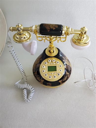 1960's Style Vintage Push Button Telephone: Elegant Gold Design on Black Porcelain & Landline - Etsy