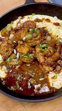 Chef cooks up New Orleans style BBQ Shrimp & Grits - let's go! #shrimpandgrits #barbecueshrimp #bbq