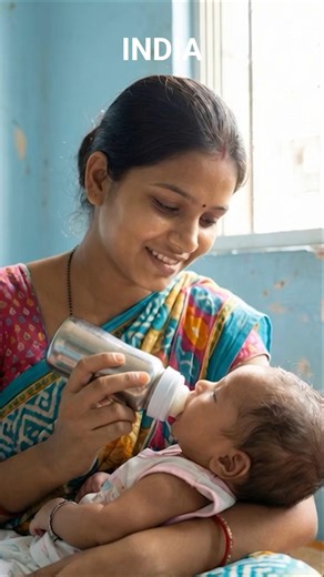 What happens when an Indian mother gives milk to her lovely baby