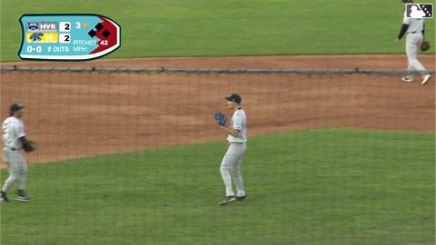 Core Jackson makes a nice defensive play off of mound