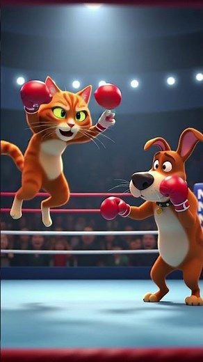 Cat vs Dog Boxing Fight 🥊🐱🐶 #aianimation #cartoon #animation #catdrama