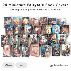 28 Fairytale Book Covers Printable Miniature | 1/12 & 1/6 Scale | Dollhouse Digital Download (PDF), DIY, Instant Download - Etsy