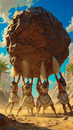 Ancient Egypt Giants Carrying A Large Rock