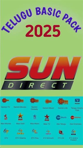 Sun Direct Telugu Basic Pack 2025 | Full Details in Telugu | New Channel List & Price 🔥