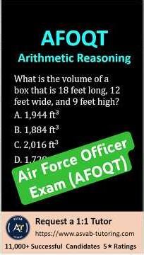 AFOQT Arithmetic Reasoning Volume Calculation Problem | Box Volume Concept for AFOQT Math Prep