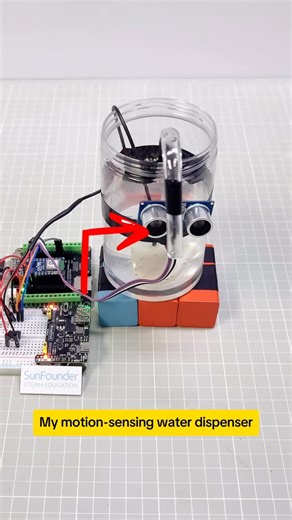 SunFounder Maker Education on Instagram: "Built a Smart Water Pump with Arduino – It Detects Distance!#Arduino #UltrasonicSensor #SmartPump #DIYProjects #NanoESP32"