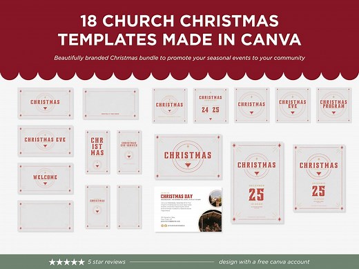 Christmas Church Graphics Template Bundle: Canva Editable (digital Download) - Etsy