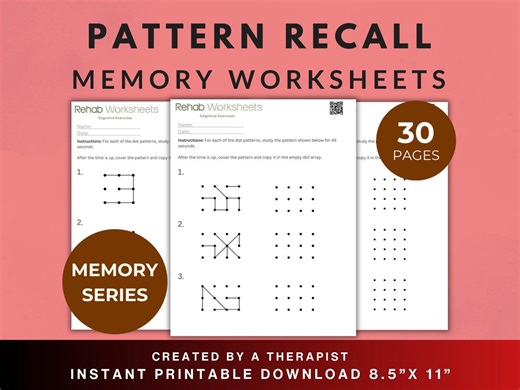 Pattern Recall Memory Worksheets for Cognitive Rehabilitation – Visual Pattern Memory Tasks (30-page PDF) - Etsy Australia