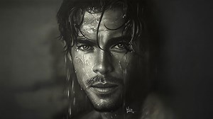 Hyper realistic pencil drawing inspired by The Man in the Rain