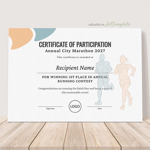 Editable Running Certificate Award Template, Sports Certificate Template, Printable Running Certificates, Running Award Digital Download 166 - Etsy