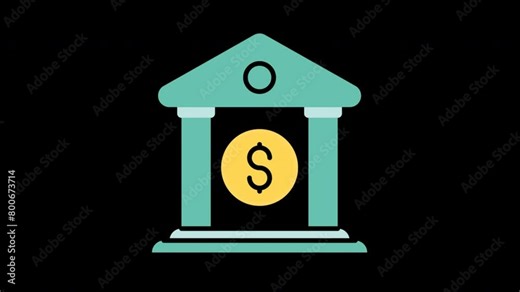 bank animation with looping , 4k resolution, and Alpha Channel Stock Video