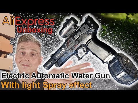 AliExpress Electric Automatic Water Gun With light Sprays unboxing & mini review