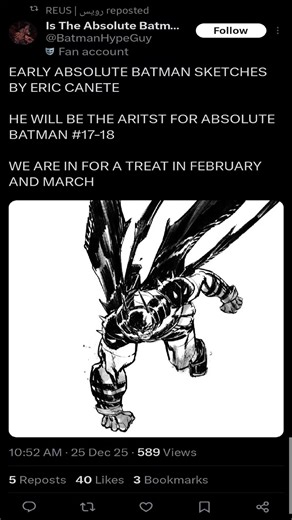 EARLY ABSOLUTE BATMAN SKETCHES BY ERIC CANETE HE WILL BE THE ARITST FOR ABSOLUTE BATMAN # 17-18 WE ARE IN FOR A TREAT IN FEBRUARY AND MARCH #dcccomics #comicbook #absolutebatman #scottsnyderabsolutebatman #fyp | MrDarkPhoenix | Facebook