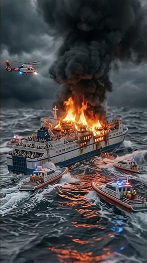 “Ferry on Fire in the Middle of the Ocean 😱”
