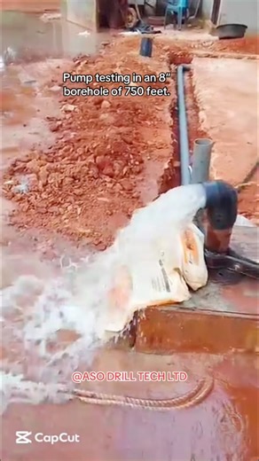 Pump testing in an 8 inches borehole of 750 feet. This is clean and massive. #drilling #water | Nonso Nwabuisi