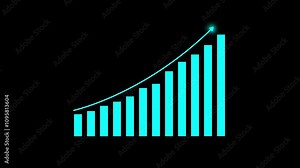 Business graph icon showing growth.Chart with Arrow Flat Icon. Pixel Perfect.animated down graph icon designed in flat icon style,. Finance, Business Info graphic animation, Bar graph.
