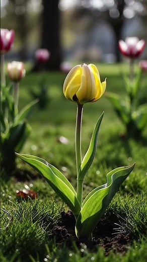 Satisfying Tulip Growth 🌷✨ Yellow Bloom Time-lapse
