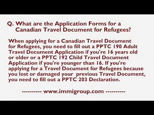 What are the Application Forms for a Canadian Travel Document for Refugees?