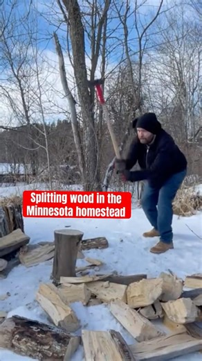 Splitting some firewood on the homestead in Minnesota. Some log pisses me off. You’ll know which one