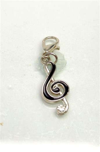Treble Clef Musical Note Dangle Charm, Clear Rhinestone Accent, Lobster Clasp, Clip On - Etsy