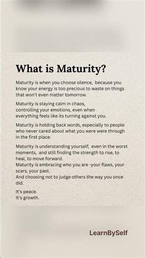 What is maturity?