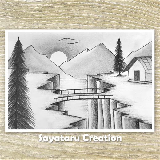 Beautiful Sunset Nature Drawing Tutorial