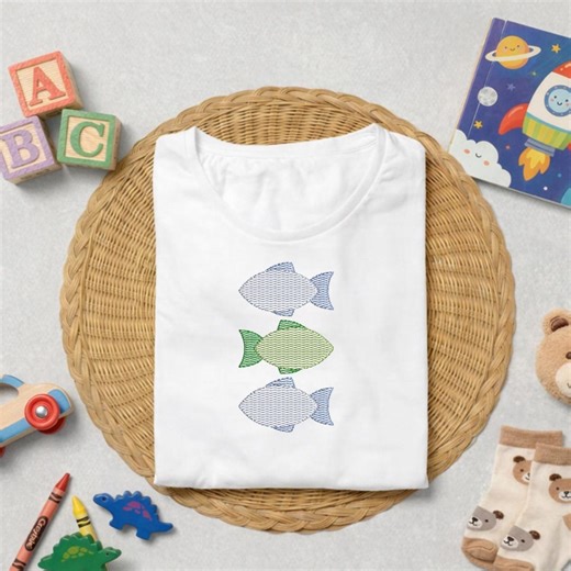 Minimalist Fish Spring Embroidery Design, Sketch Fill Marine Life Pattern (digital File) - Etsy