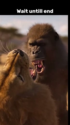 Ending Will Shock You 😬!— Brutal Lion vs Baboon Clash#lion #babon #nature #wildlife