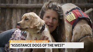 Assistance Dogs of the West, founded by Tony Dokoupil’s aunt, Jill Felice, raises and trains dogs to work with victims after a tragedy — including children who survived the Uvalde massacre. The organization recently had its biggest-ever graduation of more than 30 dogs. | CBS Mornings