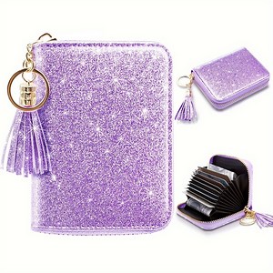 IPAPA Women's Small Credit Card Glitter Wallet RFID Cute Credit Card Holder Wallet for Women, Glitter Purple, Small and Simple - Walmart.com
