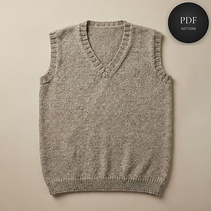 V-neck Sweater Vest Knitting Pattern | Classic Slipover PDF | Unisex Preppy Style - Etsy UK