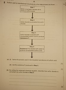 Sulfuric acid is manufactured industrially by a four step proce... | Filo