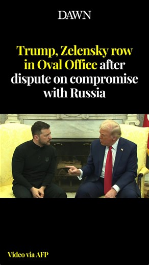US President Donald Trump and his Ukrainian counterpart Volodymyr Zelensky openly argued in the White House on Friday as they clashed on the need for compromising with what the Ukrainian president called Russia’s “killer” leader. Trump berated Zelensky as they sat in the Oval Office, telling him to be more “thankful” and saying, “You’re in no position to dictate what we’re going to feel.” He told the Ukrainian president that he either “make a deal” with Russia “or we’re out”. US Vice President J