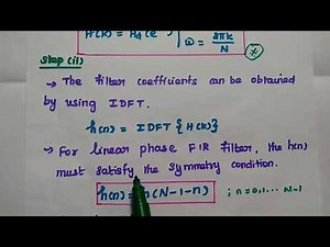Design Steps of Frequency Sampling Method - Linear Phase FIR Filter - DTSP