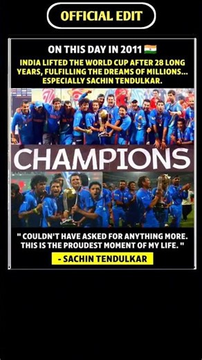 On April 2, 2011, India scripted history by winning the ICC Cricket World Cup 2011, defeating Sri