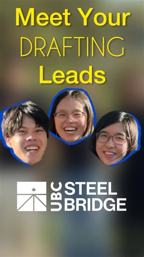 UBC Steel Bridge on Instagram: "Get to know a little more about our Drafting subteam with our fantastic leads Fredson, Karen and Coco! ✏️ UBC Steel Bridge applications are live! Whether you want to gain experience in bridge design and modelling, steel fabrication, business outreach, or marketing, we have a place for you! Be a part of a dynamic and rewarding team that builds 23’ model bridges fit for national competitions. Applications can be found on the link in our bio - due Sunday, September 1