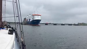 General Cargo vessel Eemslift Ellen hit the Hadsund bridge at the Danish Mariager Fjord during the passage of the narrow straight. 👀 | The Maritime Telegraph