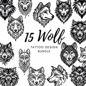 15 Wolf Face Tattoo Designs Bundle | Linear & Artistic Styles | Digital Download | Perfect for Tattoo Artists and Designers - Etsy UK