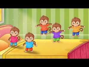 Five Little Monkeys Jumping on the Bed Nursery Rhyme - Cartoon Animation Rhymes Songs for Children