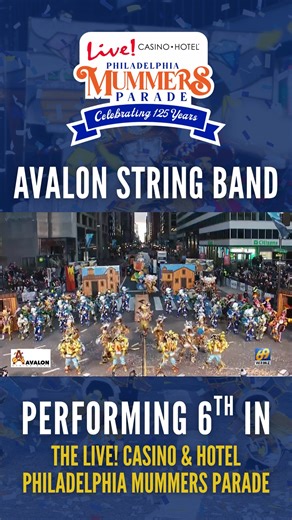 The Avalon String Band is marching 6th in the 2026 Live Casino & Hotel Philadelphia Mummers Parade! Make sure you’re watching on New Year's Day to see what they're cooking up for 2026. | Philadelphia String Band Assn.