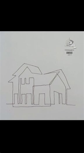 Modern house drawing continuous line drawing