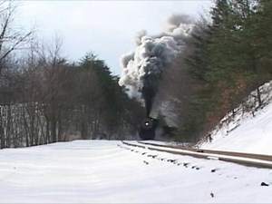 Western Maryland 734 sounds great as she runs by us with a special "Photographer's Freight Special" in tow. From the DVD "734 in Winter": http://rfd.video/734Winter | Railfan Depot