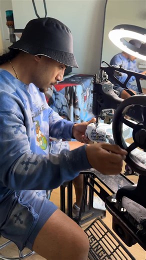 ᗩᑕᕮ ᑕᑌSTOᗰ SᑎᕮᗩKᕮᖇS on Instagram: "Let’s create magic 🪄 together. Custom Nike Air Max’s plus stitch work bts 🎬 #customsneakers #sneakerhead #sneakercommunity #nikeshoes #gifts"