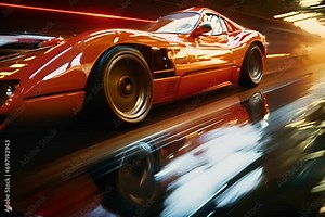 Abstract representation of drifting cars on the racetrack, creating a dance of controlled chaos and tire smoke.