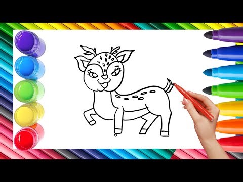 How To Draw cute Dear Drawing, Painting & Coloring For Kids and Toddlers_ Child Art 🐋🌈🎨