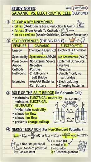 Difference between Electrolytic Cell and Galvanic Cell